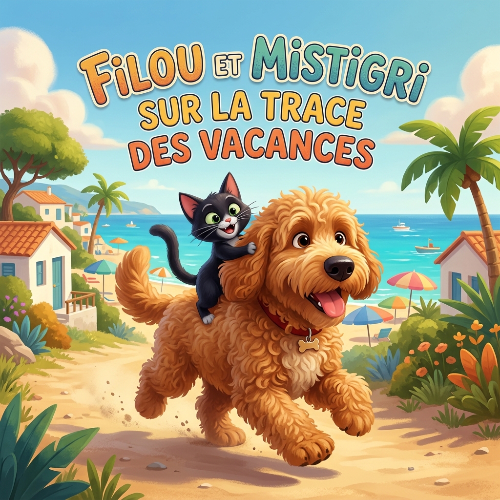 Filou et Mistigri sur la trace des vacances — histoire pour enfant
