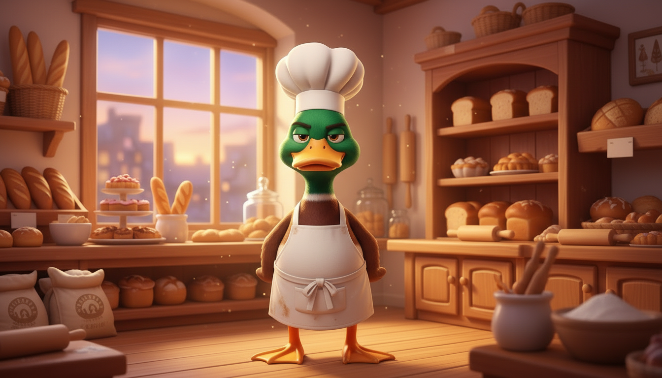 histoire du soir pour enfant Monsieur Caneton et le costume de saumon La boulangerie de Monsieur Caneton