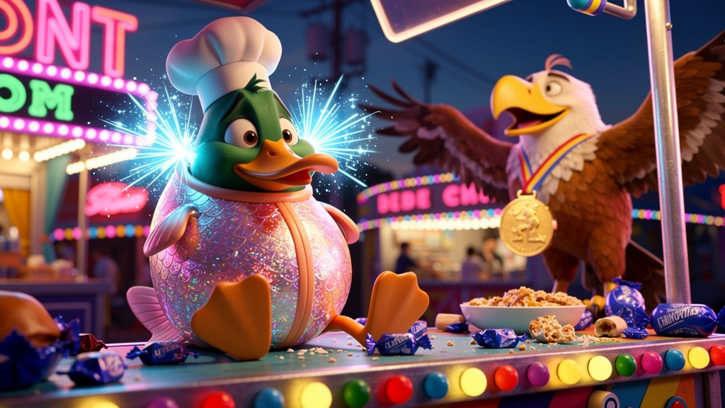 histoire du soir pour enfant Monsieur Caneton et le costume de saumon Le défi des gourmands