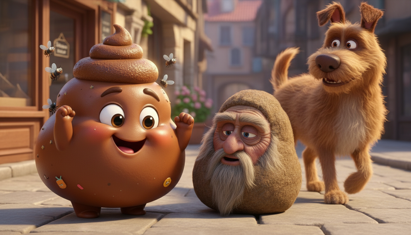 histoire du soir pour enfant Gros Caca et la petite crotte malicieuse La boule de neige brune