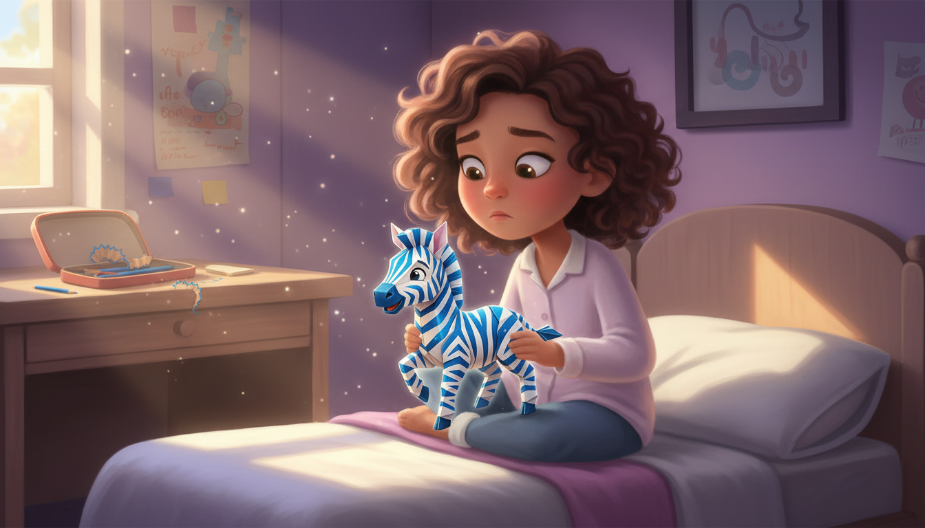 histoire du soir pour enfant Zébulon le petit zèbre bleu magique Le lendemain matin