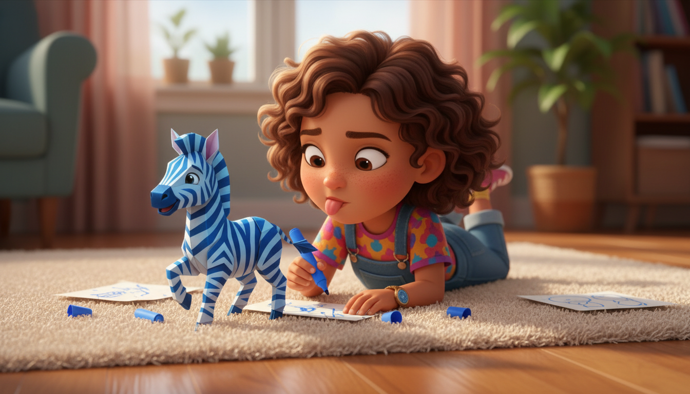 histoire du soir pour enfant Zébulon le petit zèbre bleu magique La création de Zébulon