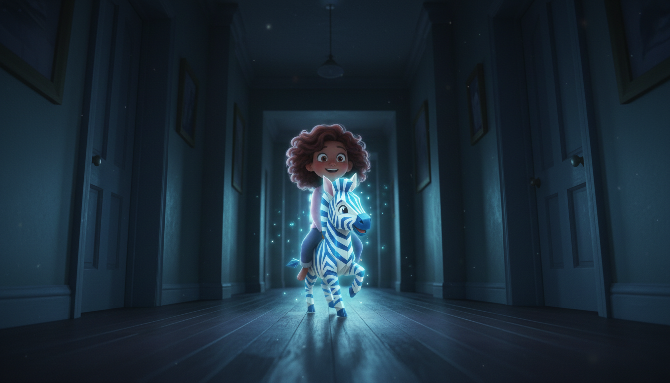 histoire du soir pour enfant Zébulon le petit zèbre bleu magique Le voyage dans le couloir