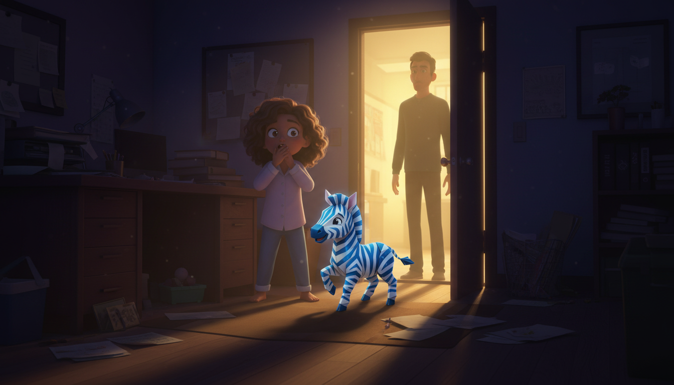 histoire du soir pour enfant Zébulon le petit zèbre bleu magique L'arrivée de Papa