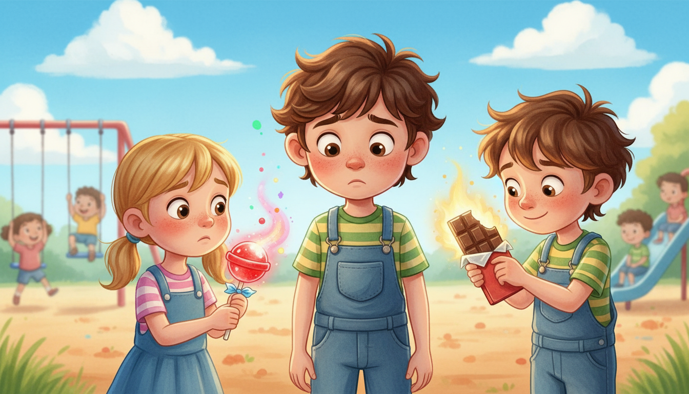 histoire du soir pour enfant Théo et le secret des bonbons interdits La tentation de la récréation