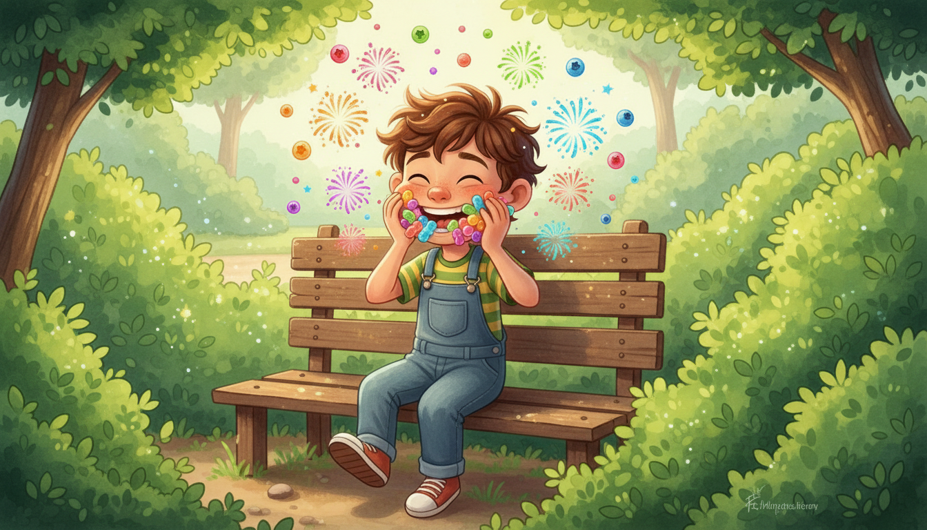 histoire du soir pour enfant Théo et le secret des bonbons interdits Le festin caché dans le parc