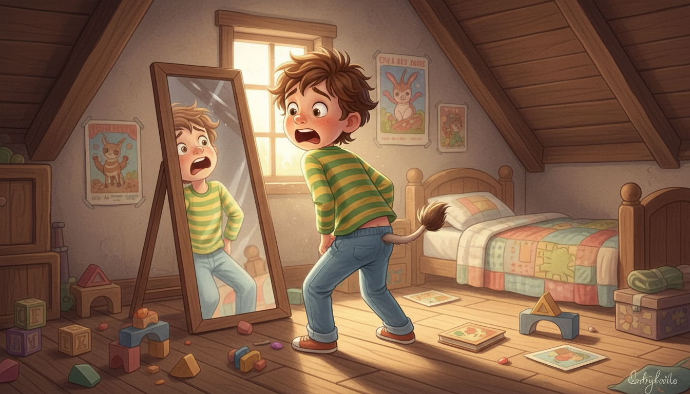 histoire du soir pour enfant Théo et le secret des bonbons interdits L'apparition de la queue grise