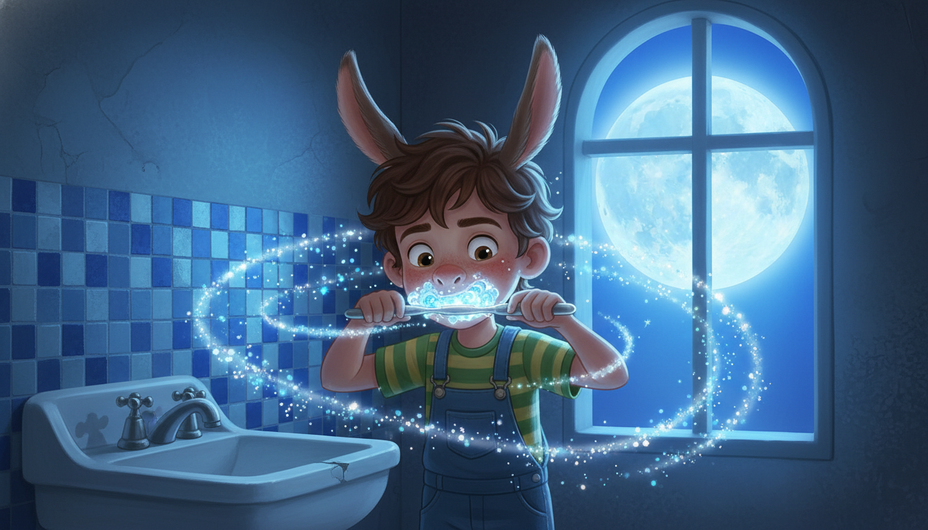 histoire du soir pour enfant Théo et le secret des bonbons interdits La Grande Brosse d'Argent sous la lune