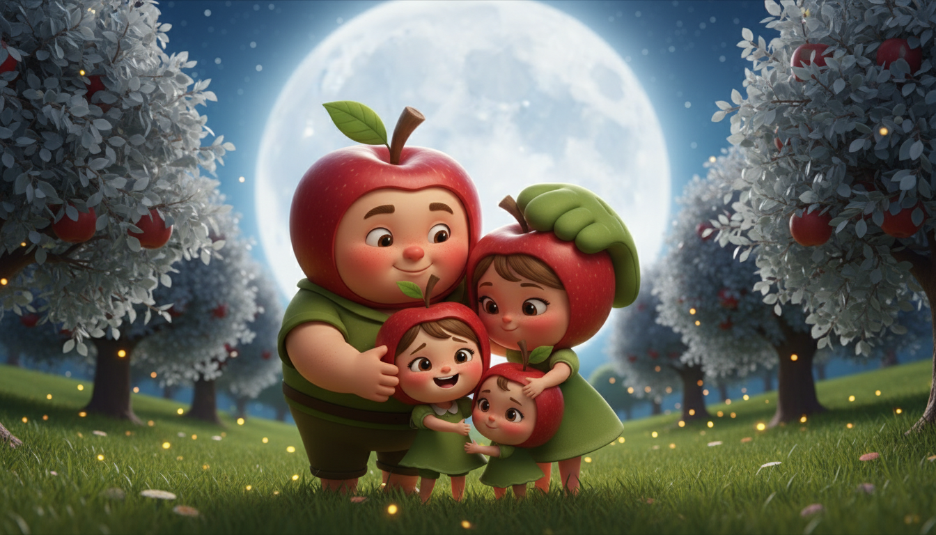 histoire du soir pour enfant Mini Pomme et le renard gourmand Retrouvailles au clair de lune