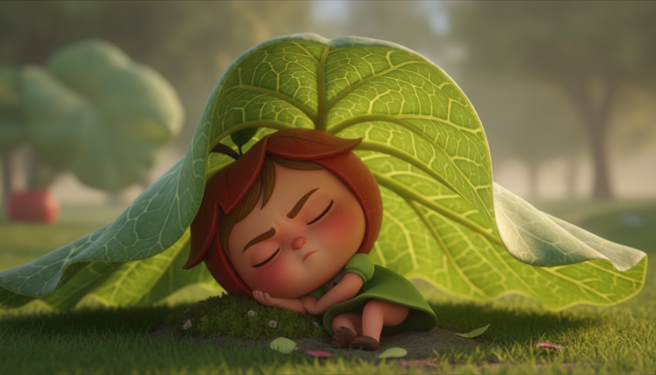 histoire du soir pour enfant Mini Pomme et le renard gourmand Sommeil sous la rhubarbe