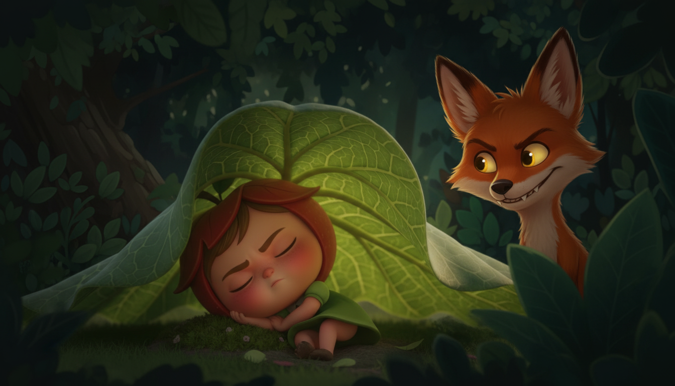 histoire du soir pour enfant Mini Pomme et le renard gourmand L'apparition du Renard