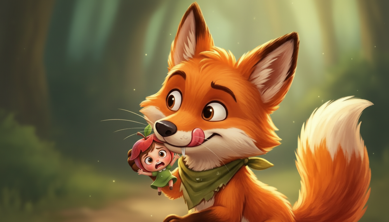histoire du soir pour enfant Mini Pomme et le renard gourmand Capturée !