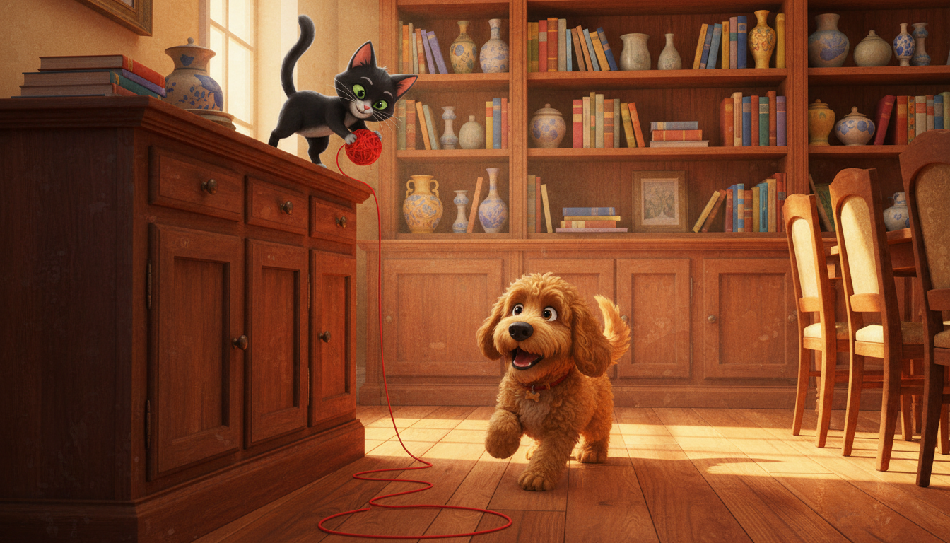 histoire du soir pour enfant Filou et Mistigri sur la trace des vacances Le plan de la pelote rouge