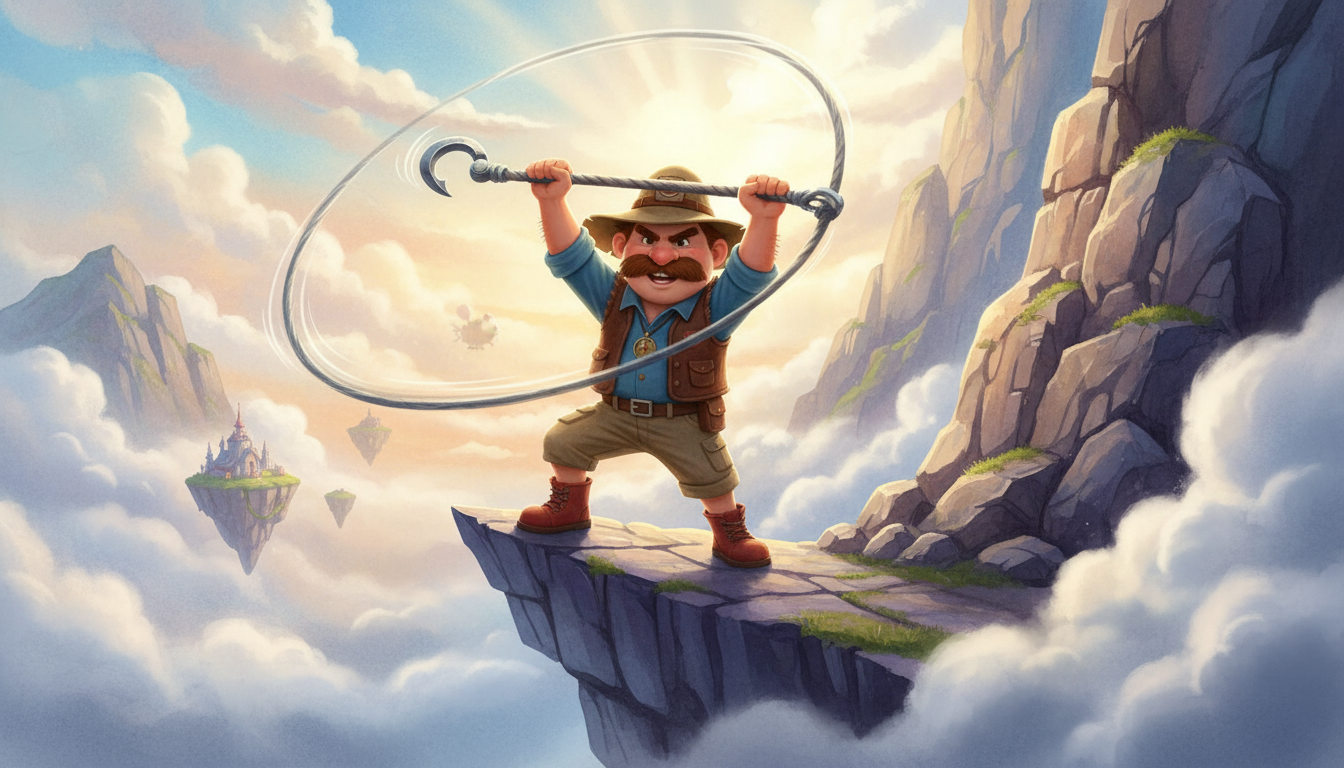 histoire du soir pour enfant Cochondin Dundee et la cité des nuages Le grappin de cow-boy